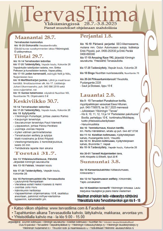 Tervastiiman ohjelma 2025